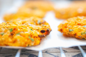 Sweet Potato Fritters Fresh Out of the Oven